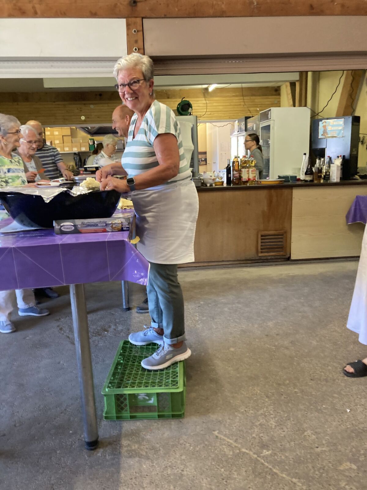 Sommerpicknick – Helferin beim Vorbereiten Helferin bei den Vorbereitungen für das Sommerpicknick